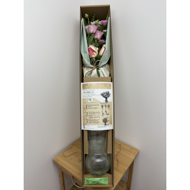 Ramo Gratitud – Rosas champagne con topper personalizable