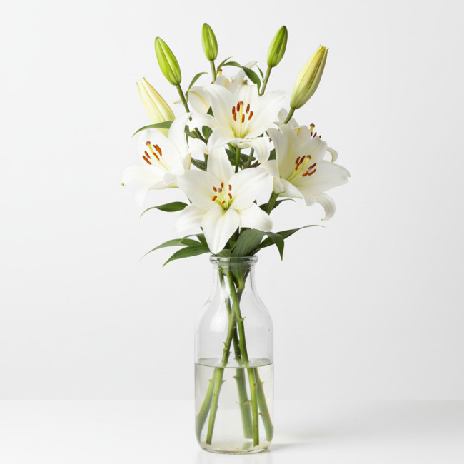 **Lilium Blanco (5 Tallos) | Elegancia Cultivada en Murcia y Chipiona**