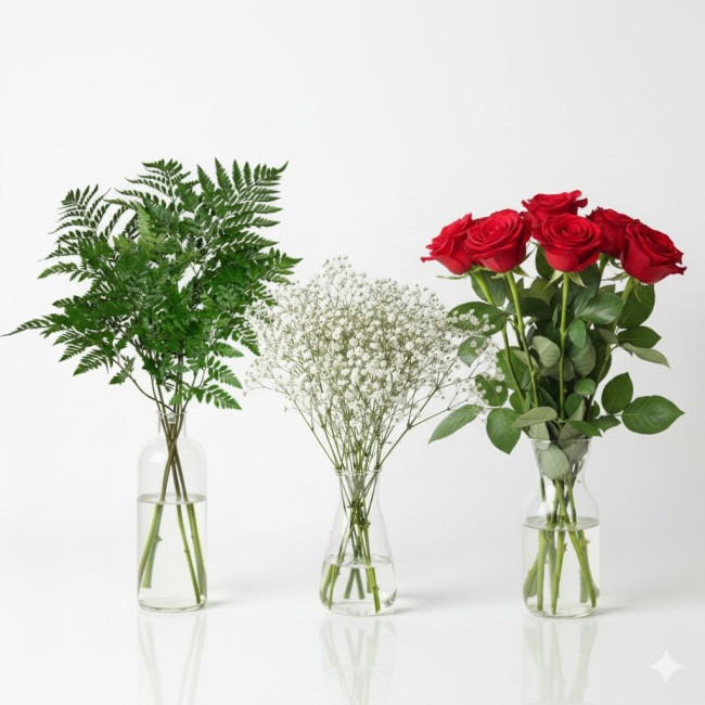 Pack Rosa Roja, Helecho y Paniculata | Especial Todos los Santos con 10% de Descuento