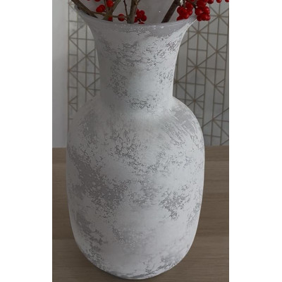 Jarrón blanco pintado efecto piedra